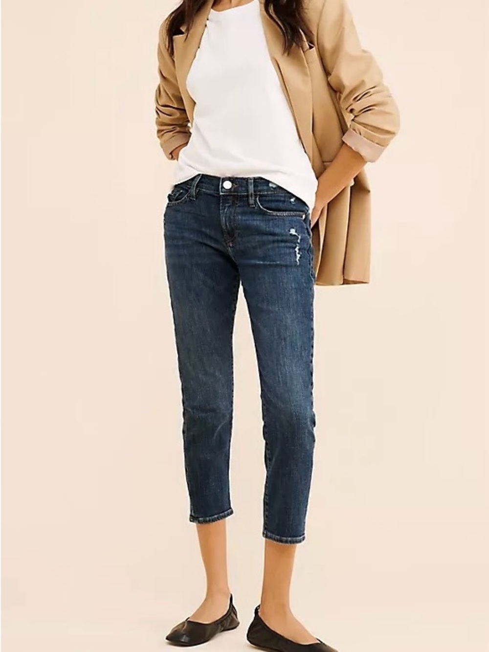 FRAME Le Garçon Distressed Jeans Crop Fit - Picture 1 of 9